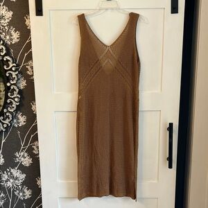 Brown Crochet Swim Coverup Dress - Women's Beachwear